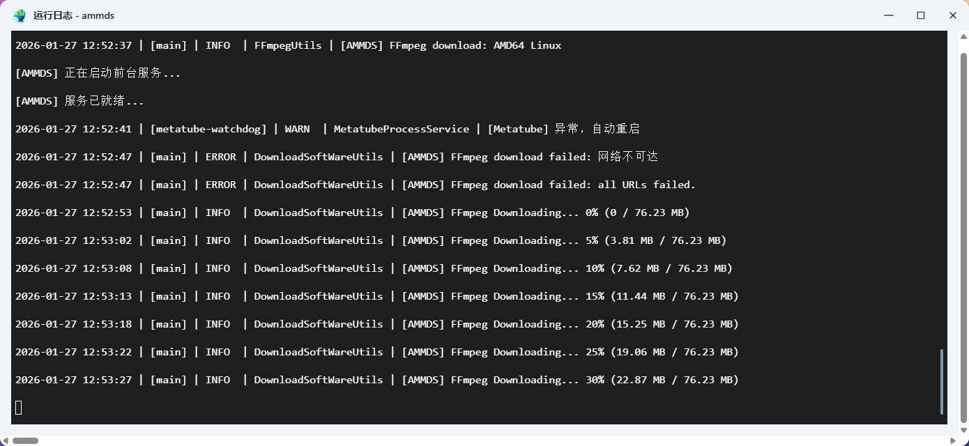 AMMDS Docker Running Logs