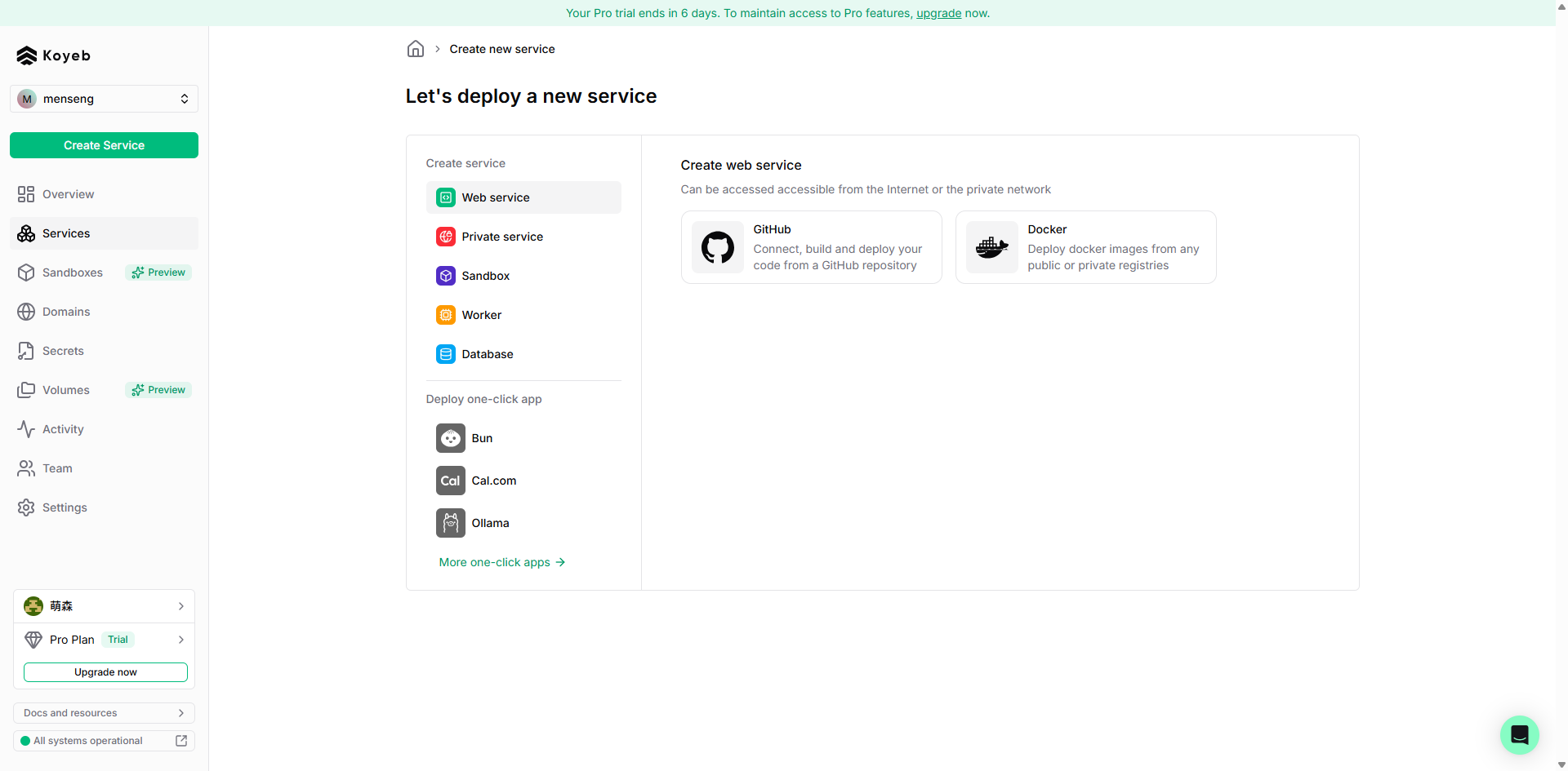 Create service