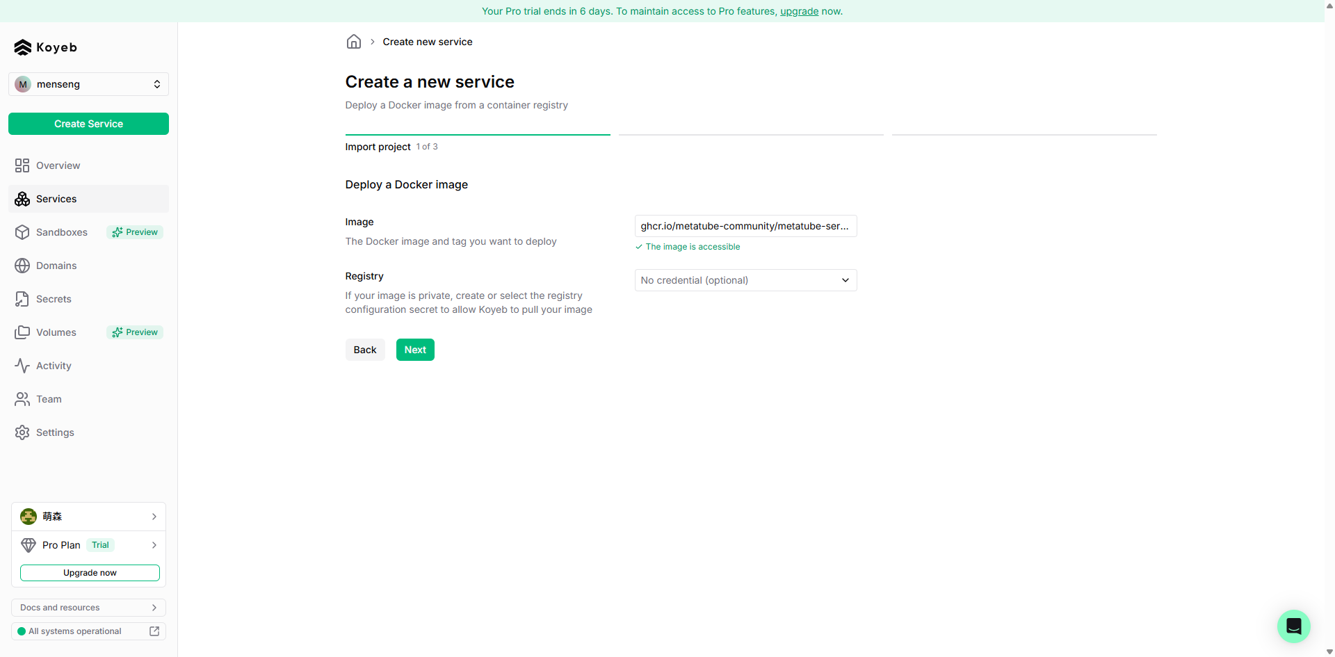 Create service
