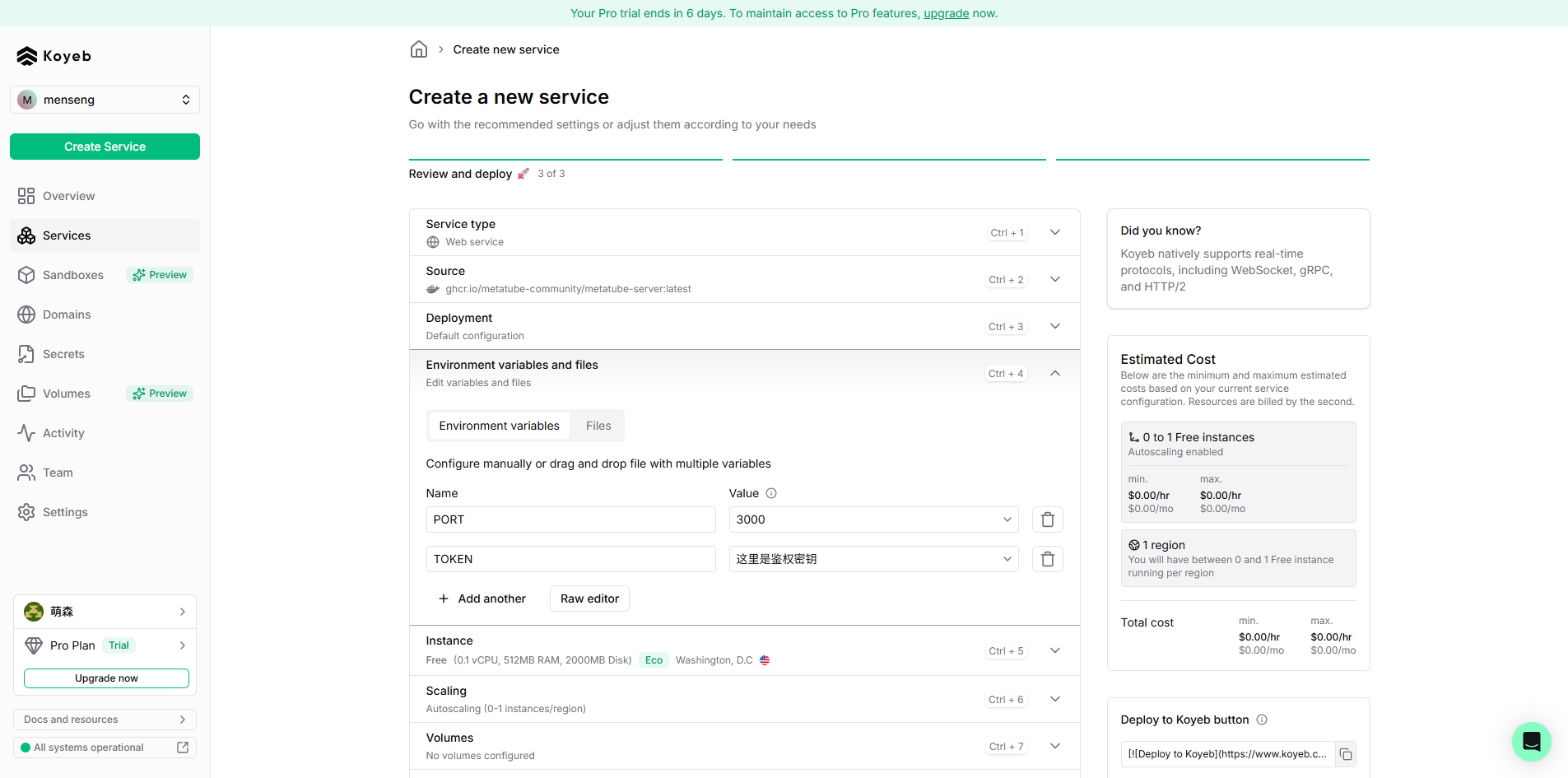 Create service