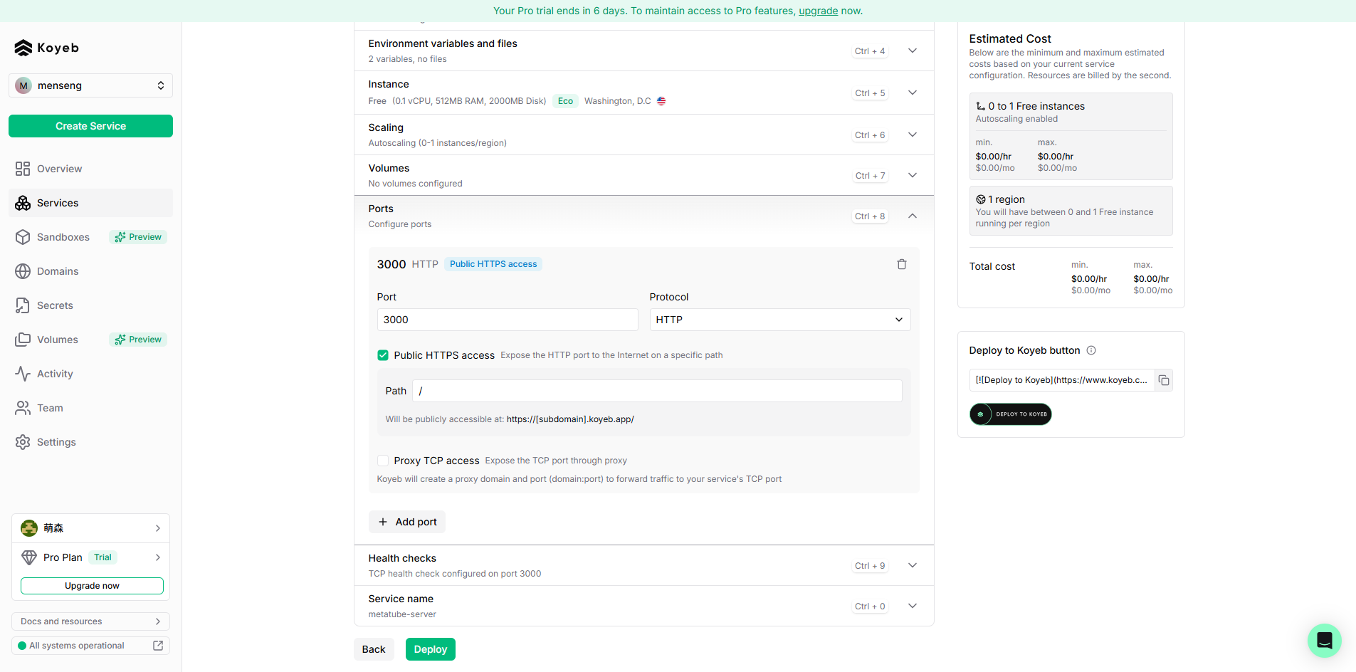 Create service