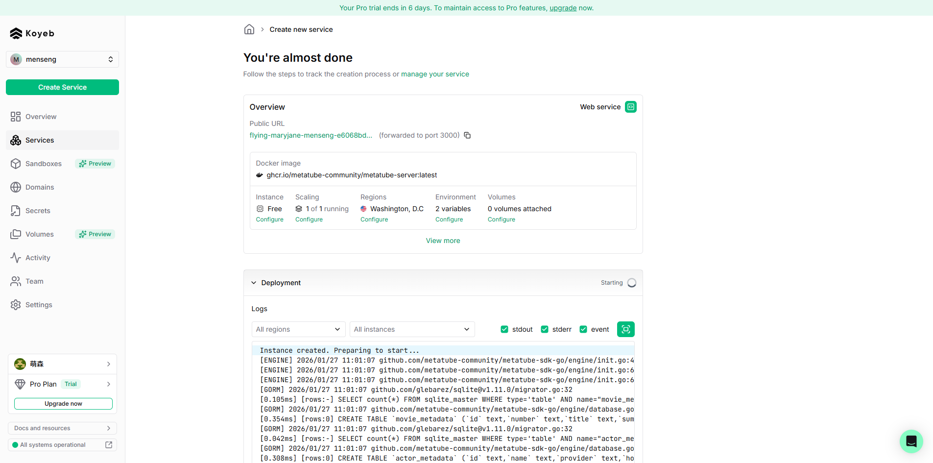 Create service