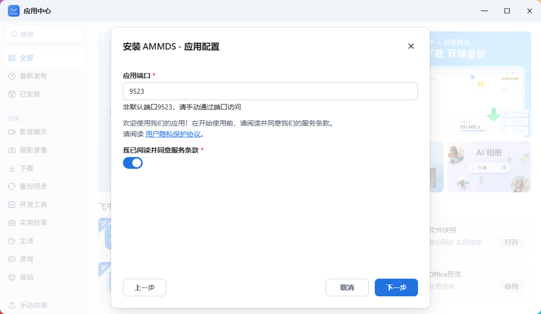 AMMDS FPK 设置访问端口
